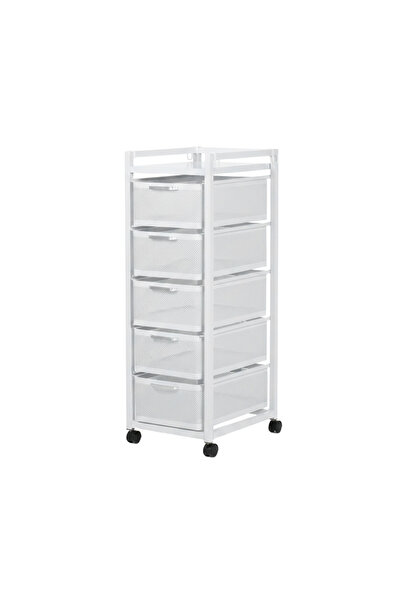 Rahaty Store 5-tier storage shelf unit with pull-out baskets and wheels