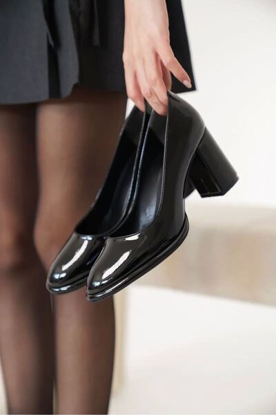 Belinora Black Patent Leather Women's Heeled Shoes Tr18Ms11A