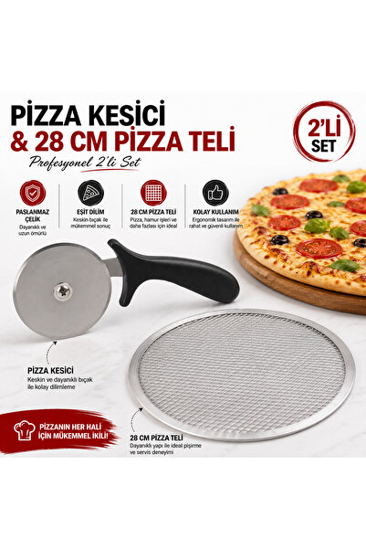 Ege Pastacılık مجموعة قطاعة البيتزا وسلك تقطيع البيتزا مقاس 28 سم |   مجموعة ...