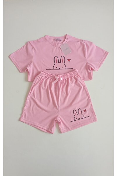 CALİMERA Women's Short Sleeve Shorts Pajama Set Cotton Combed Cotton