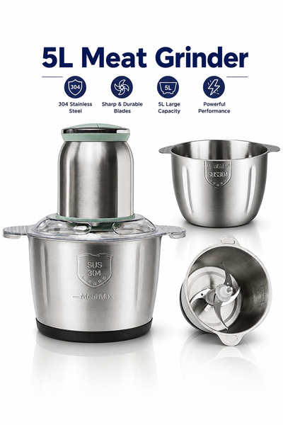 Baytix HOME 5L Multi-Function Electric Meat Grinder 500W Stainless Steel bowl...