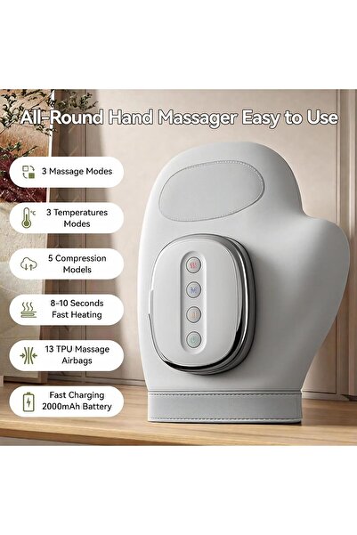 PopZa Rechargeable Electric Hand Massager with Heat & Air Compression for Pai...