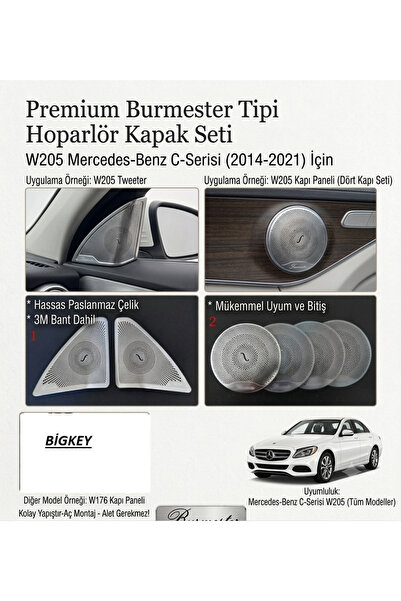 bigkey W205 Tweeter Kapakları Burmester - W205 Aksesuar Krom Anahtar
