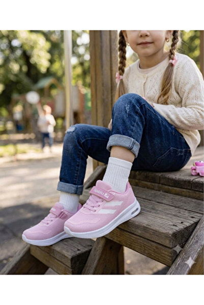 WEBORN Çocuk Sneaker Triko Fileli Tek Cırtlı Işıklı Esnek Hafif Nefes Alabile...