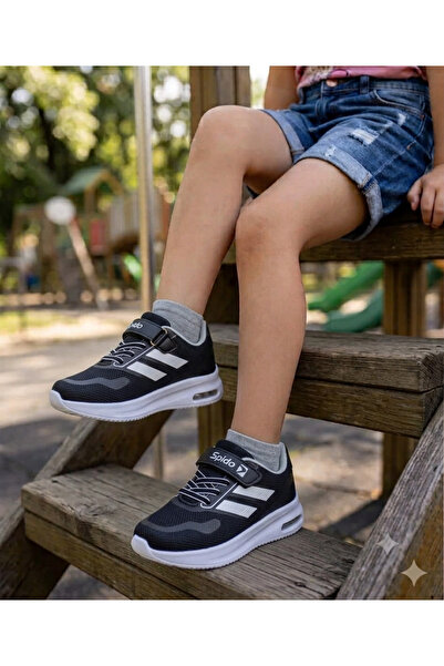 WEBORN Çocuk Sneaker Triko Fileli Tek Cırtlı Işıklı Esnek Hafif Nefes Alabile...