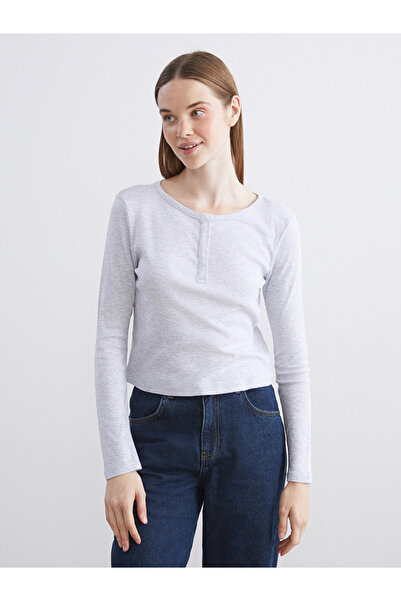 LC Waikiki Gray Crew Neck Women's Bodysuit