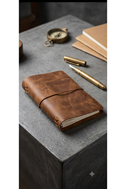 Srctech Handmade Genuine Leather A6 Brown Notebook Cover Case Fold-In Model -...