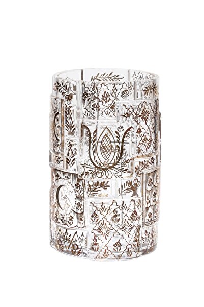 Paşabahçe Omnia Patchwork Gold Vase, Stylish Decorative Vase