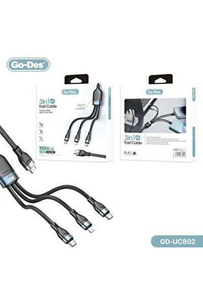 ELTRAZONE GD-UC802 3-in-1 PD Multiport Cable – Type-C to 2 Type-C and 1 Light...
