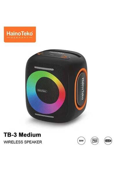 HAINOTEKO مكبر صوت لاسلكي محمول متوسط الحجم TB-3 مع إضاءة RGB، قوة خرج 50 واط...