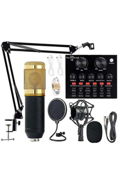 ELTRAZONE V8 Sound Card With Bm-800 Condenser Microphone Mic Kit