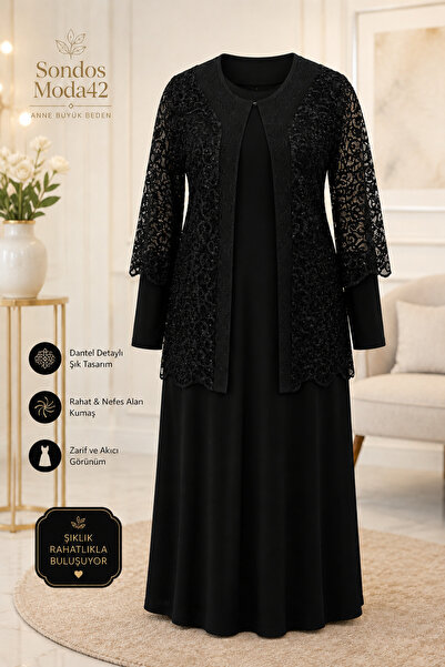 Sondos Moda42 Σετ βραδινού φορέματος Hesna Anne με δαντέλα και λεπτομέρειες α...