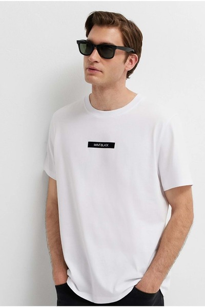 Mavi M0613528 Black Printed T-Shirt Men's T-Shirt White