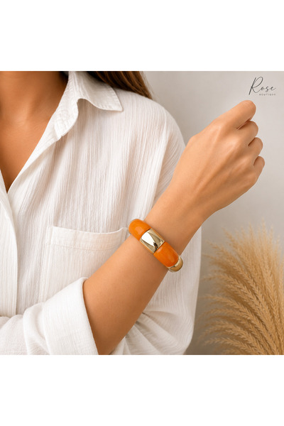 RoseCo00 Aura Gold Natural Stone Look Bracelet – Orange
