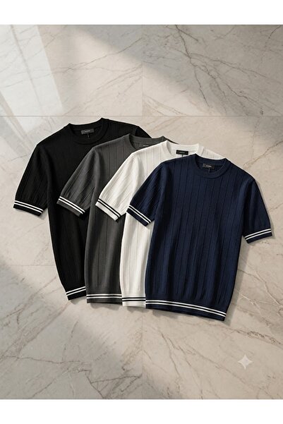 ixir Set of 4 Men's Short-Sleeved Summer Crew Neck T-Shirts 100% Cotton Summe...