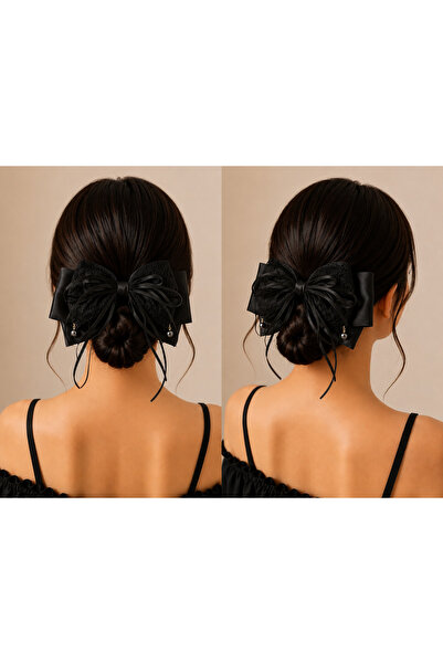 ALYAAKSEAUR Tulle and Pearl Embroidered Mandal Bow Clasp on Satin