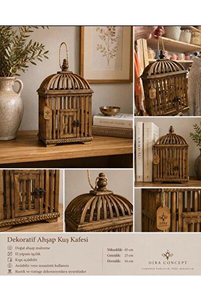 DİBA CONCEPT DEKORATİF AHŞAP KUŞ KAFESİ