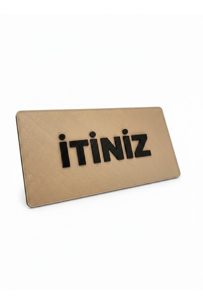usin Wooden Look Embossed Lettering 18*9 cm Adhesive Push Your Button Sign Wa...