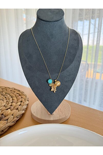 AURA ATELİER MODA Turkuaz Taşlı Çoklu Charm Sallantılı Top Toplu Kolye Kadın ...