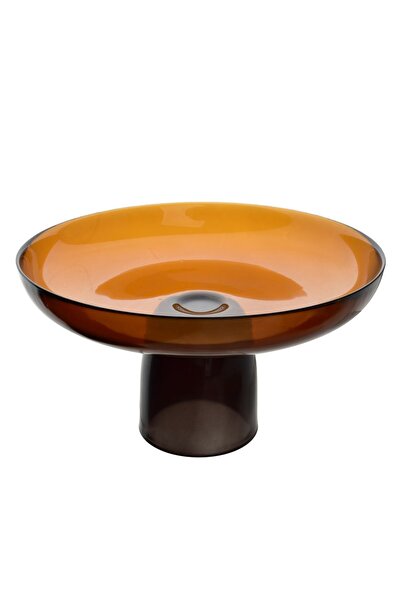 MONDEX Suport tort din sticlă Daz Glass Patera 30x30x17cm gri miere 1 buc.