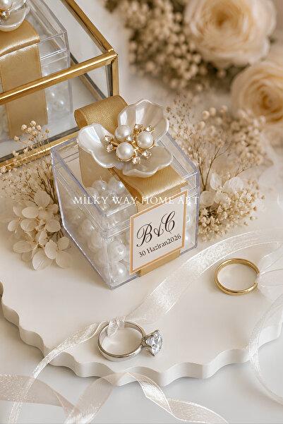 Milky Way Home Art Kişiye Özel İncili Akrilik Kutu | Söz, Nişan, Nikah ve Düğ...