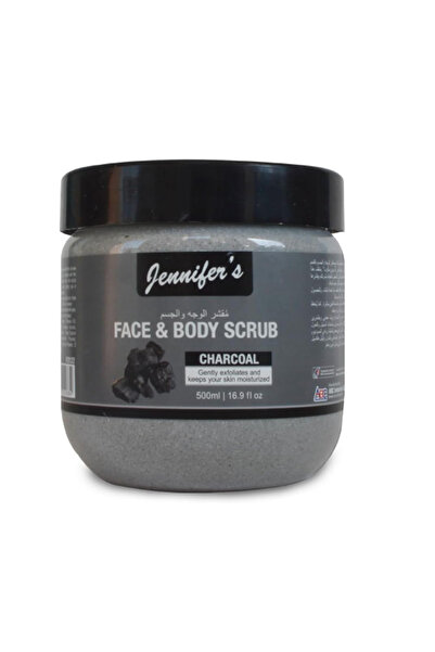Jennifer's Face and Body Scrub Charcoal 500ml - Detoxifying Exfoliating Skinc...