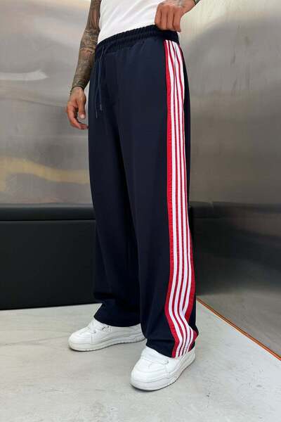 NOMARC Men's Sweatpants Oysho Colorful Striped Six Navy Blue Oversize