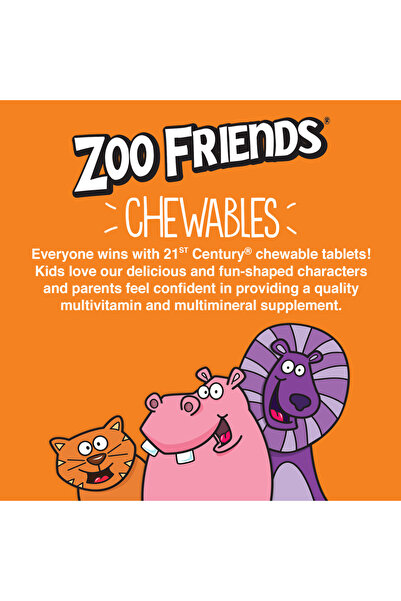 21st Century Zoo Friends Multi + Extra C Pastile masticabile, 60 comprimate