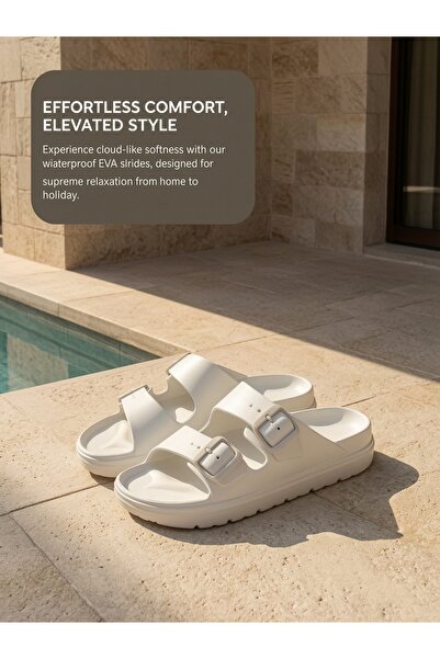 GlobalOne Mart Made in KSA Orthopedic Double Buckle Slides - 4cm Wedge for Pl...