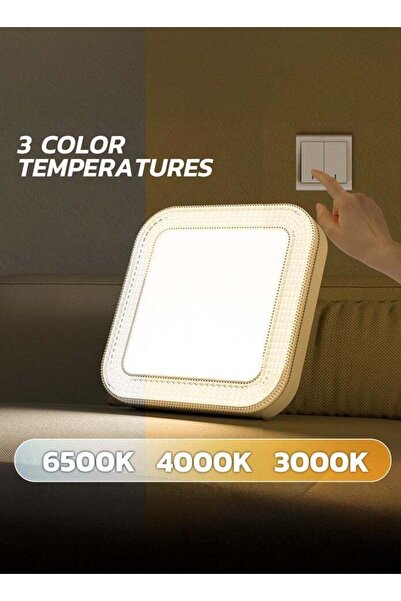 modi 24W Crystal-Effect LED Flush Mount Ceiling Light - 18cm Modern Square De...