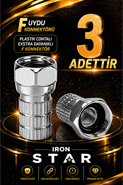 IRONSTAR 3 ADET F uydu konnektörü / RG6 F konnektör / Plastik contalı / RG6 u...