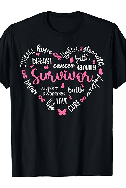 12 Teknoloji Women' S T Shirt Round Neck Black Pure All Seasons Pink Ribbon H...