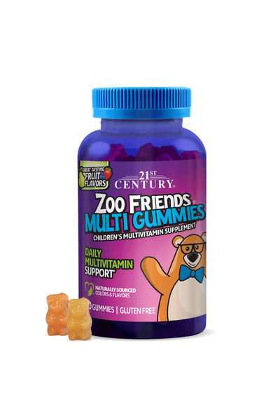 21st Century Zoo Friends Jeleuri Multivitamine pentru Copii, 60 bucăți