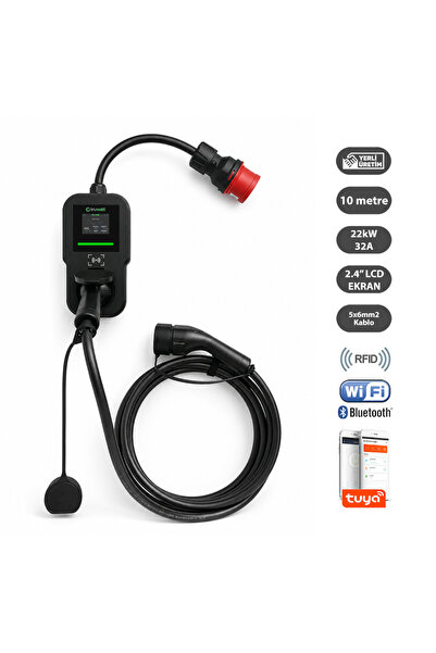 ZTV510 22kW Taşınabilir Wallbox Elektrikli Araç Şarj Cihazı 32A/380V (10 metre)
