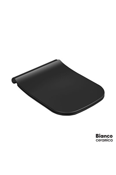 BIANCO CERAMICA Κάλυμμα Καθίσματος Τουαλέτας MIZO Λεπτό με Απαλό Κλείσιμο Μαύ...