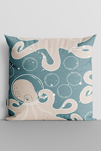 TicaretJet Octopus Themed Double Sided Digital Printed Throw Pillow Cover - 1528