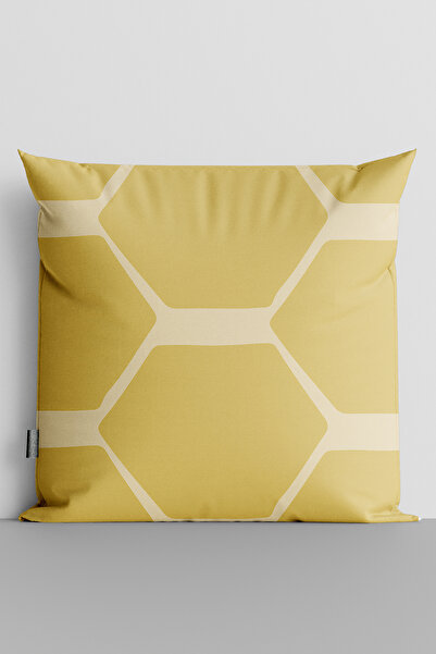TicaretJet Beige Shapes Double Sided Digital Printed Pillow Cushion Cover-664