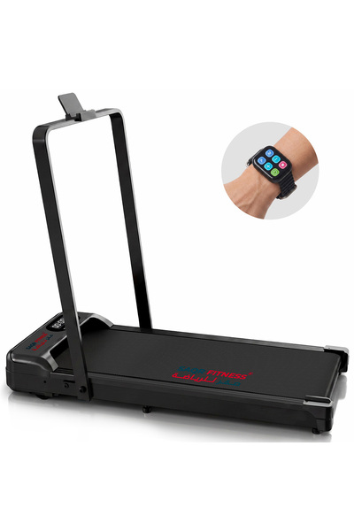 Sparnod Fitness x Saqr Walking Pad Treadmill with Handlebar, LED Display, 1–1...