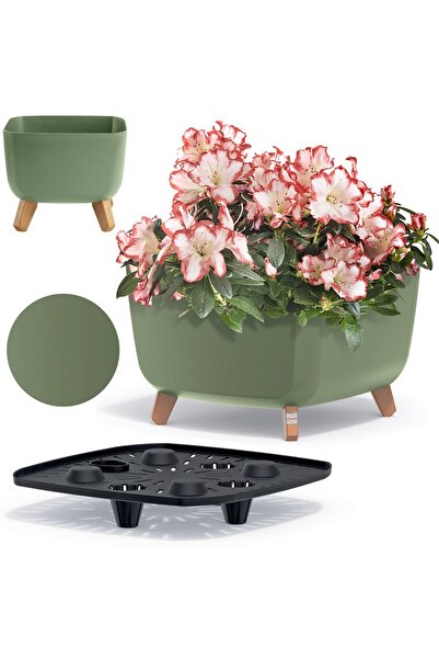 EDANTI Jardinieră decorativă 39 cm pe picioare decorative verde