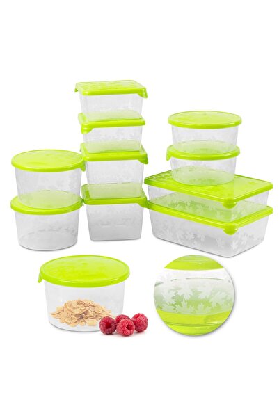 EDANTI Set de 10 recipiente din plastic pentru alimente, verzi