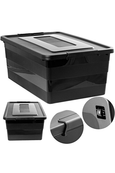 EDANTI Cutie de depozitare din plastic cu capac și roți pentru garaj și subso...