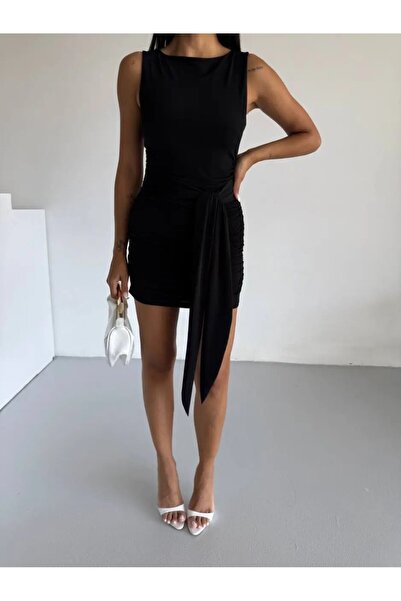 Cool & Sexy Sandy Fabric Draped Mini Dress