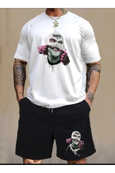 PENTHİLUS Unisex Oversize Shorts Set Short Sleeve T-Shirt Comfortable Fit Sum...