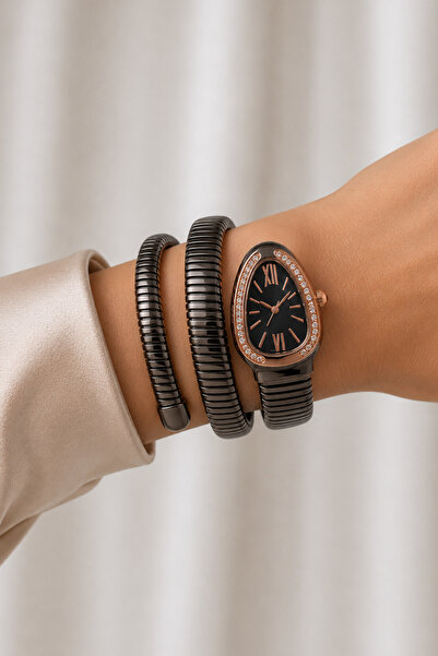 laria jewelry Dark Gray Vip Snake Watch, Serpent Model, Wrapped Around Women'...
