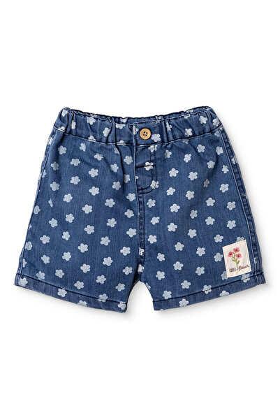 ebebek Hello Baby HelloBaby Kız Bebek Denim Şort Çiçek Baskılı Düğmeli Reçme