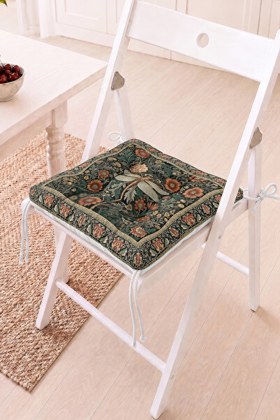 Home Çiçek Motifli Pofidik Sandalye Minderi - Vintage ve Dekoratif Bahçe Minderi