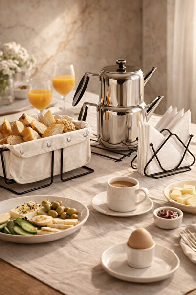 Edora Home Set of 3 Black Rectangular Bread Basket, Trivet, Triangular Napkin...