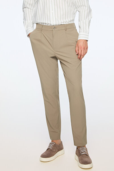 Morven Men's Mink Polyamide Trendy Patterned Slim Fit Trousers
