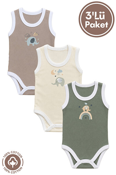 miniel organic Unisex 100% Organic Cotton Elephant Printed 3-6-9-12 Months 3-...