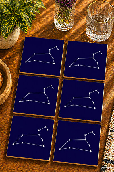 JHAAR Star Team Patterned Modern Set of 6 Coasters - Uv Printing Mdf - 10X10 cm